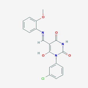 1-(3-chlorophenyl)-5-{[(2-methoxyphenyl)amino]methylene}-2,4,6(1H,3H,5H)-pyrimidinetrione