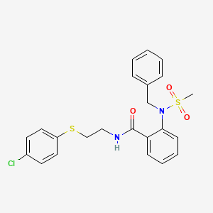 molecular formula C23H23ClN2O3S2 B4885062 2-[benzyl(methylsulfonyl)amino]-N-{2-[(4-chlorophenyl)thio]ethyl}benzamide 