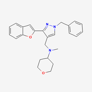 molecular formula C25H27N3O2 B4885099 N-{[3-(1-benzofuran-2-yl)-1-benzyl-1H-pyrazol-4-yl]methyl}-N-methyltetrahydro-2H-pyran-4-amine 