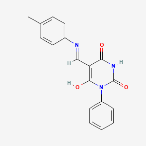 molecular formula C18H15N3O3 B4885106 5-{[(4-methylphenyl)amino]methylene}-1-phenyl-2,4,6(1H,3H,5H)-pyrimidinetrione 