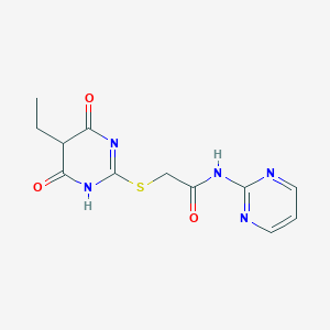 molecular formula C12H13N5O3S B4885108 2-[(5-ethyl-4,6-dioxo-1,4,5,6-tetrahydro-2-pyrimidinyl)thio]-N-2-pyrimidinylacetamide 