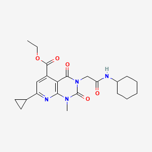 molecular formula C22H28N4O5 B4885143 ethyl 3-[2-(cyclohexylamino)-2-oxoethyl]-7-cyclopropyl-1-methyl-2,4-dioxo-1,2,3,4-tetrahydropyrido[2,3-d]pyrimidine-5-carboxylate 