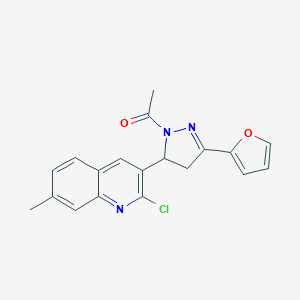 molecular formula C19H16ClN3O2 B488518 3-[1-acetyl-3-(2-furyl)-4,5-dihydro-1H-pyrazol-5-yl]-2-chloro-7-methylquinoline CAS No. 667898-80-8