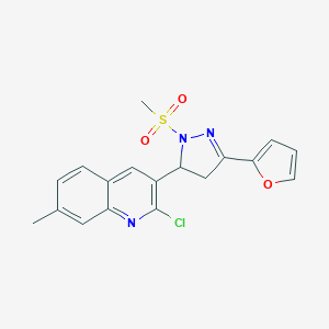 molecular formula C18H16ClN3O3S B488519 2-chloro-3-[3-(2-furyl)-1-(methylsulfonyl)-4,5-dihydro-1H-pyrazol-5-yl]-7-methylquinoline CAS No. 667898-81-9
