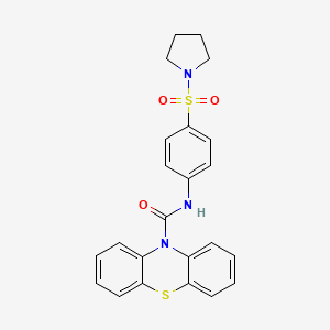molecular formula C23H21N3O3S2 B4885194 N-[4-(1-pyrrolidinylsulfonyl)phenyl]-10H-phenothiazine-10-carboxamide 