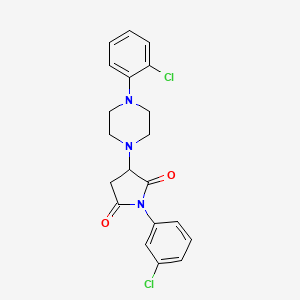 molecular formula C20H19Cl2N3O2 B4885201 1-(3-chlorophenyl)-3-[4-(2-chlorophenyl)-1-piperazinyl]-2,5-pyrrolidinedione 