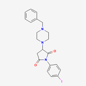 molecular formula C21H22IN3O2 B4885204 3-(4-benzyl-1-piperazinyl)-1-(4-iodophenyl)-2,5-pyrrolidinedione 