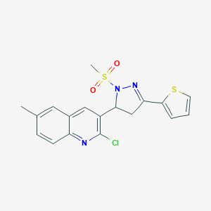 molecular formula C18H16ClN3O2S2 B488521 2-chloro-6-methyl-3-[1-(methylsulfonyl)-3-(2-thienyl)-4,5-dihydro-1H-pyrazol-5-yl]quinoline CAS No. 667898-83-1