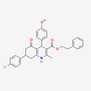2-phenylethyl 7-(4-chlorophenyl)-4-(4-hydroxyphenyl)-2-methyl-5-oxo-1,4,5,6,7,8-hexahydro-3-quinolinecarboxylate