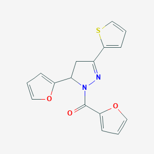 molecular formula C16H12N2O3S B488525 1-(2-furoyl)-5-(2-furyl)-3-(2-thienyl)-4,5-dihydro-1H-pyrazole CAS No. 438481-83-5