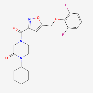 molecular formula C21H23F2N3O4 B4885257 1-cyclohexyl-4-({5-[(2,6-difluorophenoxy)methyl]-3-isoxazolyl}carbonyl)-2-piperazinone 