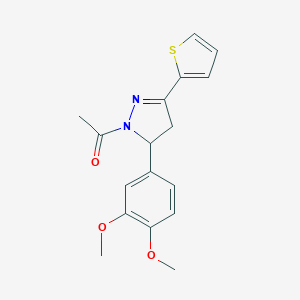 molecular formula C17H18N2O3S B488526 1-acetyl-5-(3,4-dimethoxyphenyl)-3-(2-thienyl)-4,5-dihydro-1H-pyrazole CAS No. 152432-17-2