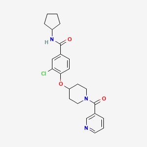 molecular formula C23H26ClN3O3 B4885260 3-chloro-N-cyclopentyl-4-{[1-(3-pyridinylcarbonyl)-4-piperidinyl]oxy}benzamide 