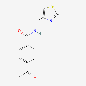 molecular formula C14H14N2O2S B4885269 4-acetyl-N-[(2-methyl-1,3-thiazol-4-yl)methyl]benzamide 