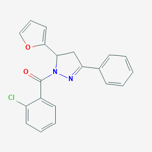 molecular formula C20H15ClN2O2 B488528 1-(2-chlorobenzoyl)-5-(2-furyl)-3-phenyl-4,5-dihydro-1H-pyrazole CAS No. 497242-02-1