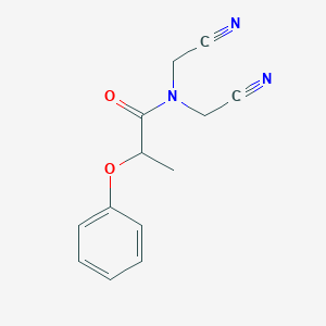 molecular formula C13H13N3O2 B4885292 N,N-bis(cyanomethyl)-2-phenoxypropanamide 