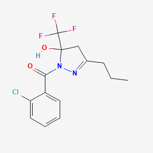 molecular formula C14H14ClF3N2O2 B4885312 1-(2-chlorobenzoyl)-3-propyl-5-(trifluoromethyl)-4,5-dihydro-1H-pyrazol-5-ol 