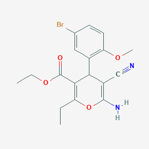 ethyl 6-amino-4-(5-bromo-2-methoxyphenyl)-5-cyano-2-ethyl-4H-pyran-3-carboxylate