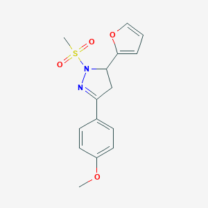 molecular formula C15H16N2O4S B488535 5-(furan-2-yl)-3-(4-methoxyphenyl)-1-(methylsulfonyl)-4,5-dihydro-1H-pyrazole CAS No. 497941-78-3