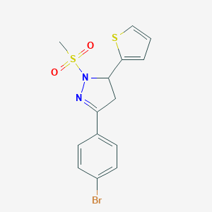 molecular formula C14H13BrN2O2S2 B488536 3-(4-bromophenyl)-1-(methylsulfonyl)-5-(2-thienyl)-4,5-dihydro-1H-pyrazole CAS No. 497232-12-9