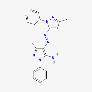 molecular formula C20H19N7 B4885365 3-methyl-4-[(3-methyl-1-phenyl-1H-pyrazol-5-yl)diazenyl]-1-phenyl-1H-pyrazol-5-amine 