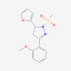 molecular formula C15H16N2O4S B488539 5-(furan-2-yl)-3-(2-methoxyphenyl)-1-(methylsulfonyl)-4,5-dihydro-1H-pyrazole CAS No. 511237-65-3