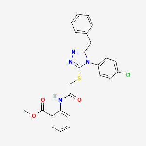 molecular formula C25H21ClN4O3S B4885393 methyl 2-[({[5-benzyl-4-(4-chlorophenyl)-4H-1,2,4-triazol-3-yl]thio}acetyl)amino]benzoate 