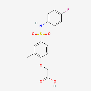 molecular formula C15H14FNO5S B4885415 (4-{[(4-fluorophenyl)amino]sulfonyl}-2-methylphenoxy)acetic acid 