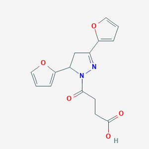 molecular formula C15H14N2O5 B488542 4-(3,5-Di-furan-2-yl-4,5-dihydro-pyrazol-1-yl)-4-oxo-butyric acid CAS No. 511237-67-5