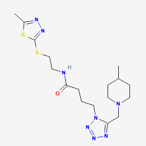 molecular formula C17H28N8OS2 B4885432 4-{5-[(4-methyl-1-piperidinyl)methyl]-1H-tetrazol-1-yl}-N-{2-[(5-methyl-1,3,4-thiadiazol-2-yl)thio]ethyl}butanamide 