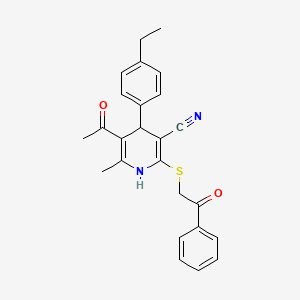 5-acetyl-4-(4-ethylphenyl)-6-methyl-2-[(2-oxo-2-phenylethyl)thio]-1,4-dihydro-3-pyridinecarbonitrile