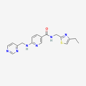 molecular formula C17H18N6OS B4885496 N-[(4-ethyl-1,3-thiazol-2-yl)methyl]-6-[(4-pyrimidinylmethyl)amino]nicotinamide 