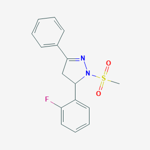 molecular formula C16H15FN2O2S B488550 5-(2-fluorophenyl)-1-(methylsulfonyl)-3-phenyl-4,5-dihydro-1H-pyrazole CAS No. 667898-92-2