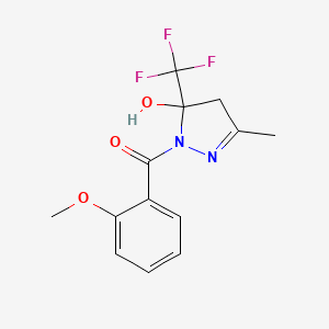 molecular formula C13H13F3N2O3 B4885517 1-(2-methoxybenzoyl)-3-methyl-5-(trifluoromethyl)-4,5-dihydro-1H-pyrazol-5-ol 