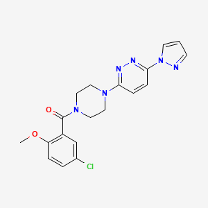 molecular formula C19H19ClN6O2 B4885518 3-[4-(5-chloro-2-methoxybenzoyl)-1-piperazinyl]-6-(1H-pyrazol-1-yl)pyridazine 