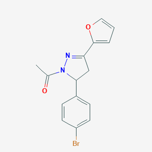 molecular formula C15H13BrN2O2 B488553 1-acetyl-5-(4-bromophenyl)-3-(2-furyl)-4,5-dihydro-1H-pyrazole CAS No. 667898-90-0