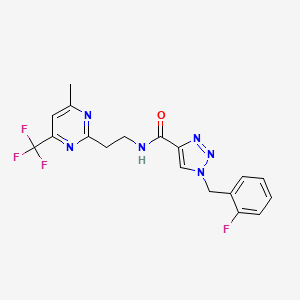 molecular formula C18H16F4N6O B4885544 1-(2-fluorobenzyl)-N-{2-[4-methyl-6-(trifluoromethyl)-2-pyrimidinyl]ethyl}-1H-1,2,3-triazole-4-carboxamide 