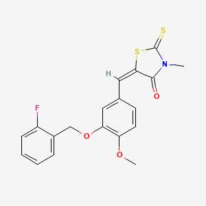molecular formula C19H16FNO3S2 B4885586 5-{3-[(2-fluorobenzyl)oxy]-4-methoxybenzylidene}-3-methyl-2-thioxo-1,3-thiazolidin-4-one 
