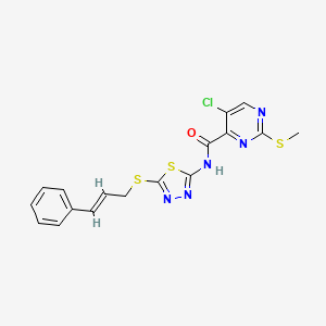 molecular formula C17H14ClN5OS3 B4885602 5-chloro-2-(methylthio)-N-{5-[(3-phenyl-2-propen-1-yl)thio]-1,3,4-thiadiazol-2-yl}-4-pyrimidinecarboxamide 