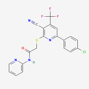 molecular formula C20H12ClF3N4OS B4885617 2-{[6-(4-chlorophenyl)-3-cyano-4-(trifluoromethyl)-2-pyridinyl]thio}-N-2-pyridinylacetamide 