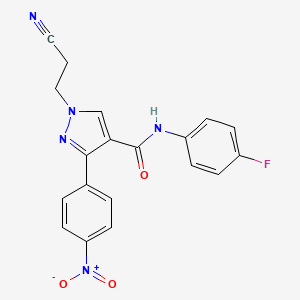 molecular formula C19H14FN5O3 B4885621 1-(2-cyanoethyl)-N-(4-fluorophenyl)-3-(4-nitrophenyl)-1H-pyrazole-4-carboxamide 