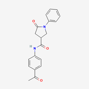 molecular formula C19H18N2O3 B4885663 N-(4-acetylphenyl)-5-oxo-1-phenyl-3-pyrrolidinecarboxamide 