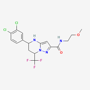 molecular formula C17H17Cl2F3N4O2 B4885708 5-(3,4-dichlorophenyl)-N-(2-methoxyethyl)-7-(trifluoromethyl)-4,5,6,7-tetrahydropyrazolo[1,5-a]pyrimidine-2-carboxamide 