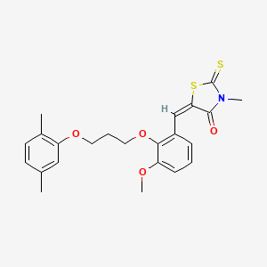 molecular formula C23H25NO4S2 B4885766 5-{2-[3-(2,5-dimethylphenoxy)propoxy]-3-methoxybenzylidene}-3-methyl-2-thioxo-1,3-thiazolidin-4-one 
