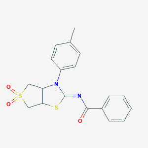 molecular formula C19H18N2O3S2 B488583 N-(3-(4-methylphenyl)-5,5-dioxidotetrahydrothieno[3,4-d][1,3]thiazol-2(3H)-ylidene)benzamide CAS No. 620543-69-3