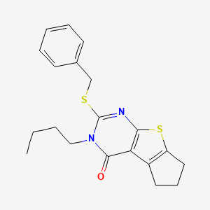 molecular formula C20H22N2OS2 B4885844 2-(benzylthio)-3-butyl-3,5,6,7-tetrahydro-4H-cyclopenta[4,5]thieno[2,3-d]pyrimidin-4-one 