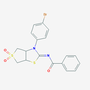 molecular formula C18H15BrN2O3S2 B488585 (Z)-N-(3-(4-bromophenyl)-5,5-dioxidotetrahydrothieno[3,4-d]thiazol-2(3H)-ylidene)benzamide CAS No. 620543-72-8