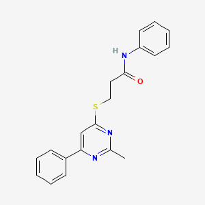 molecular formula C20H19N3OS B4885865 3-[(2-methyl-6-phenyl-4-pyrimidinyl)thio]-N-phenylpropanamide 
