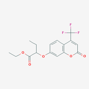 molecular formula C16H15F3O5 B4885874 ethyl 2-{[2-oxo-4-(trifluoromethyl)-2H-chromen-7-yl]oxy}butanoate 