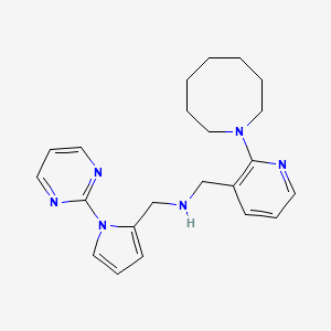 molecular formula C22H28N6 B4885898 1-[2-(1-azocanyl)-3-pyridinyl]-N-{[1-(2-pyrimidinyl)-1H-pyrrol-2-yl]methyl}methanamine 